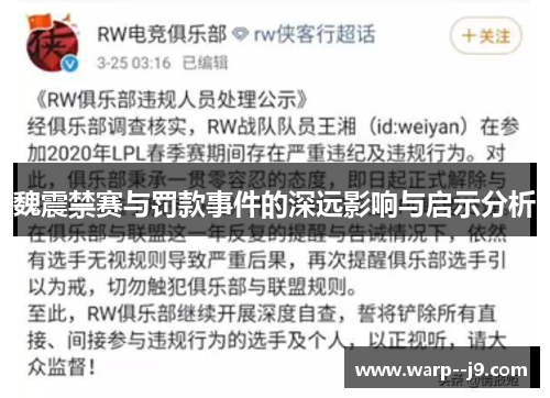 魏震禁赛与罚款事件的深远影响与启示分析